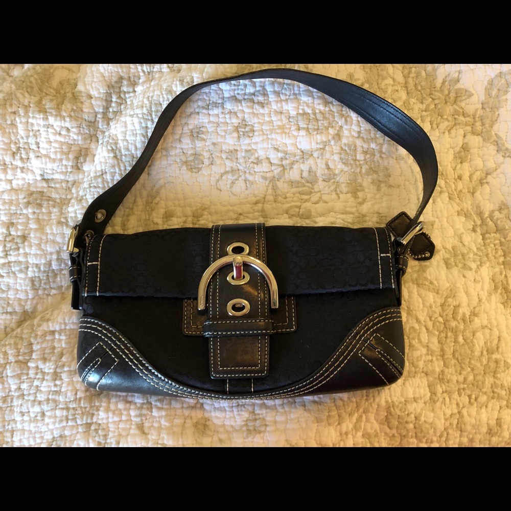 Coach clutch with shoulder strap